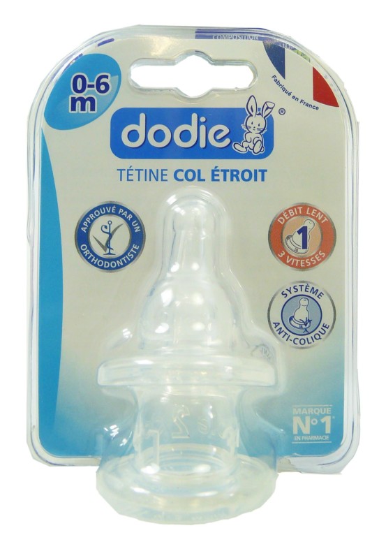 Dodie tétine 0 à 6 mois col large débit 2 2 unités - Pharmacie Cap3000