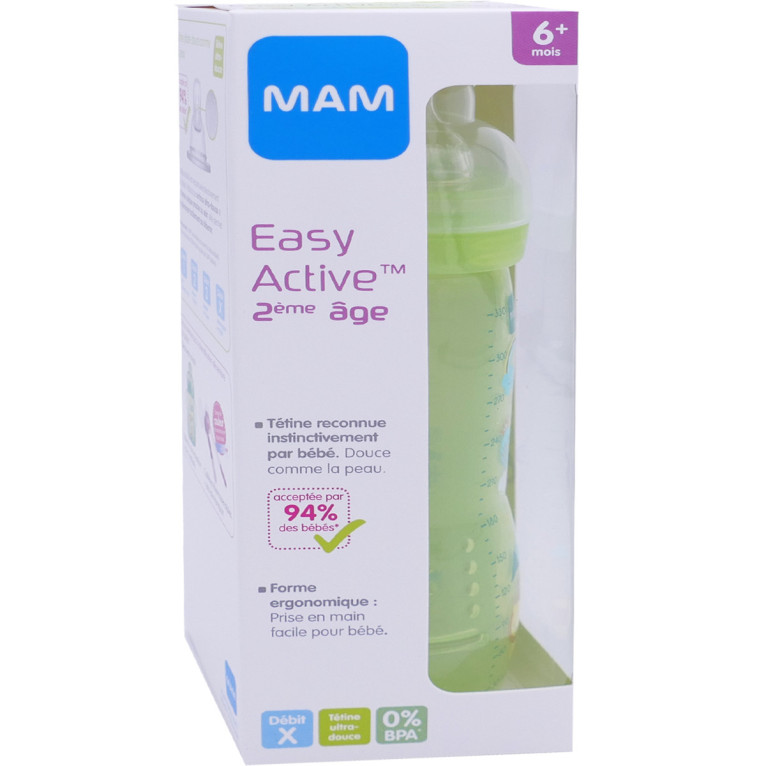 MAM - Biberon Easy Active Or 2ème Age - +6 Mois - 330ml