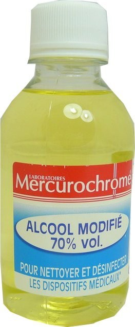 Bouteille d'alcool à 90° modifié 100ml - Mercurochrome