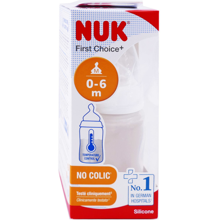 NUK First Choice + Rose & Blue Biberon Silicone Bleu 0-6 Mois - 300ml