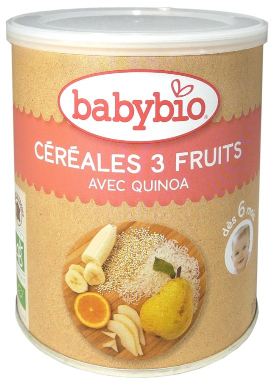 Babybio Céréales 3 Fruits dès 6 mois 220g 