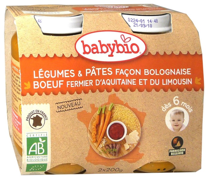 Babybio Legumes Pates Facon Bolognaise Boeuf 2x0g Bebe Pharmashopdiscount Com