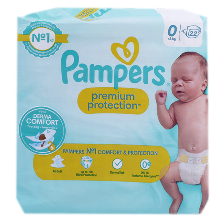 Pampers premium protection taille 0, 20 couches - Pampers