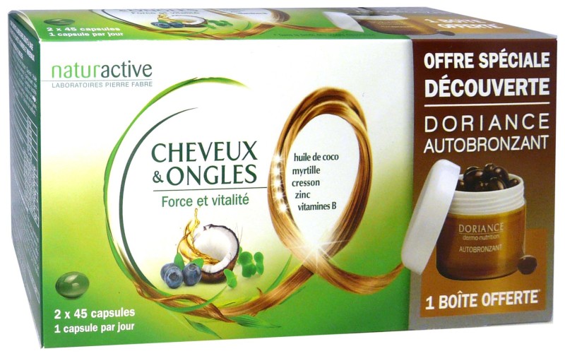 Naturactive cheveux et ongles 2x45 capsules + 1 boite doriance - visage