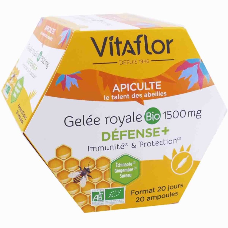 Gelée Royale Bio 1500 mg Défense+ Apicule Vitaflor