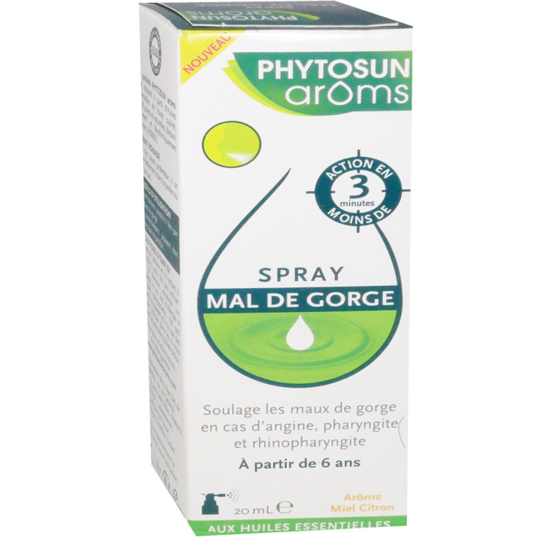 Spray mal de gorge aux huiles essentielles 20 ml Phytosun Arôms