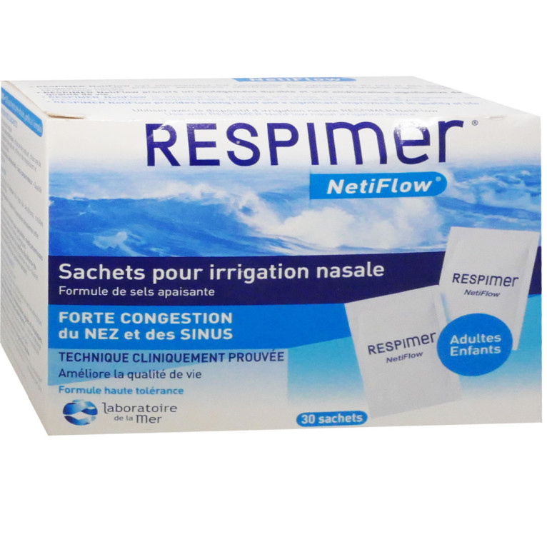 Respimer : netiflow et sachet pour irrigation nasale et lavage de nez